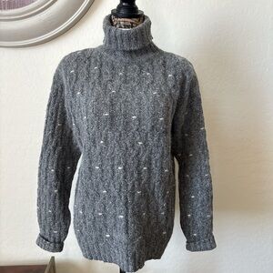 Worthington Charcoal Cable Knit Turtleneck gray Sweater. L (12-14)